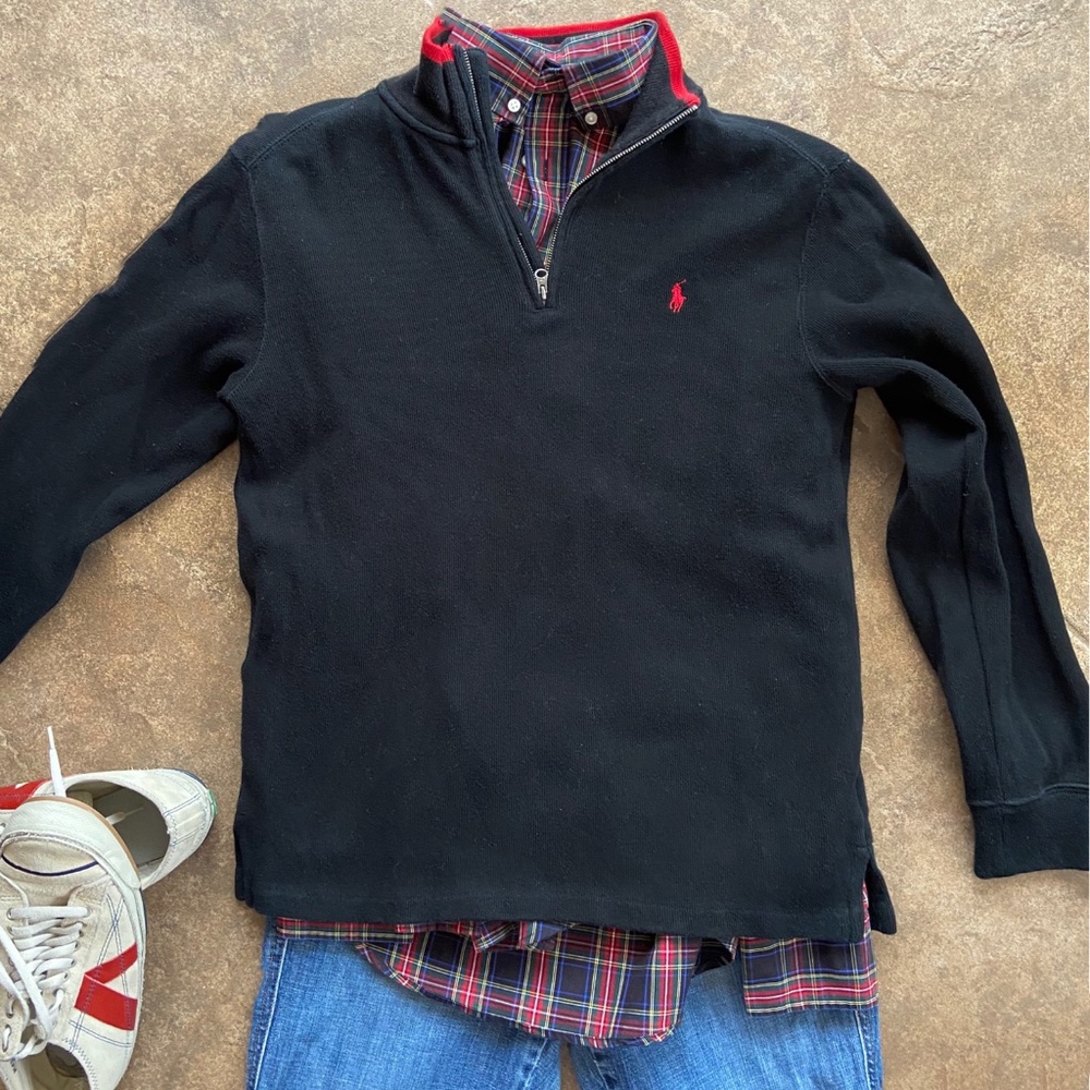 Polo Ralph Lauren Black Half Zip Sweater Boy L